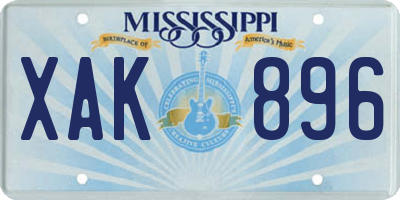 MS license plate XAK896