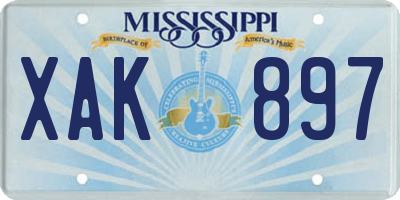MS license plate XAK897