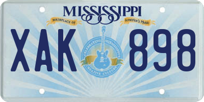 MS license plate XAK898