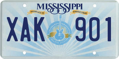 MS license plate XAK901