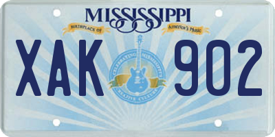 MS license plate XAK902