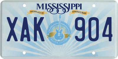 MS license plate XAK904