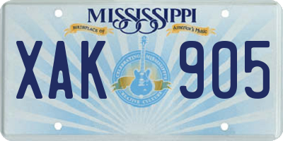 MS license plate XAK905