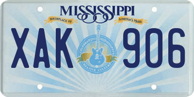MS license plate XAK906