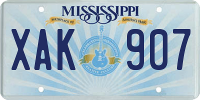 MS license plate XAK907