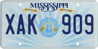 MS license plate XAK909