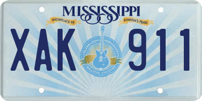 MS license plate XAK911