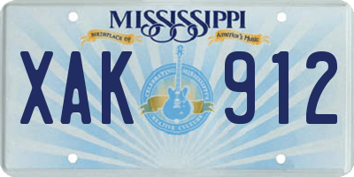 MS license plate XAK912