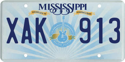 MS license plate XAK913