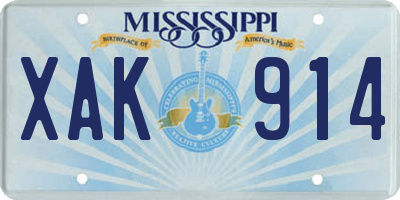 MS license plate XAK914