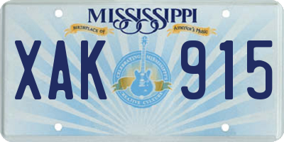 MS license plate XAK915