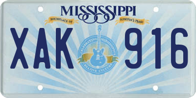 MS license plate XAK916
