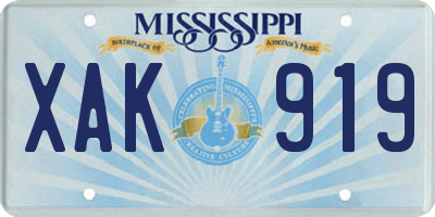 MS license plate XAK919