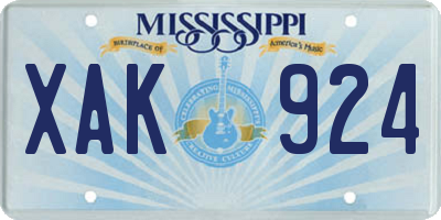 MS license plate XAK924