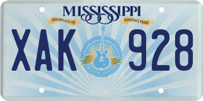 MS license plate XAK928