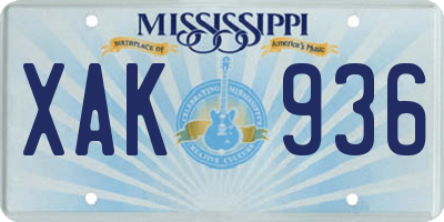 MS license plate XAK936