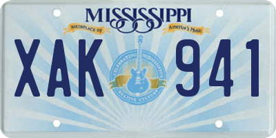 MS license plate XAK941