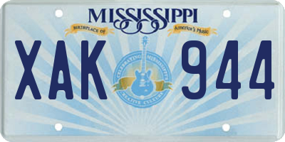 MS license plate XAK944