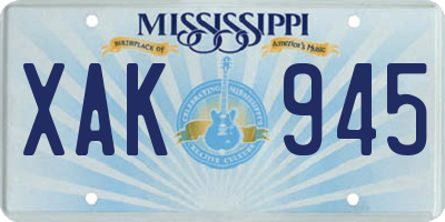 MS license plate XAK945