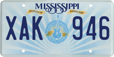 MS license plate XAK946