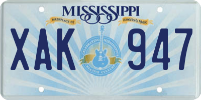 MS license plate XAK947