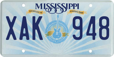MS license plate XAK948
