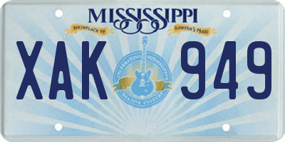 MS license plate XAK949