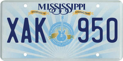 MS license plate XAK950