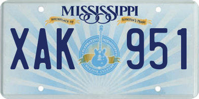 MS license plate XAK951
