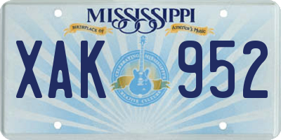 MS license plate XAK952