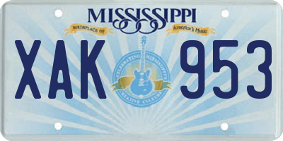 MS license plate XAK953