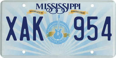 MS license plate XAK954
