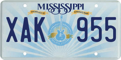MS license plate XAK955