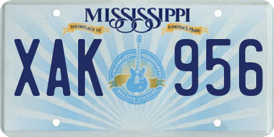 MS license plate XAK956
