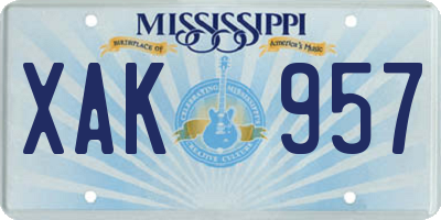 MS license plate XAK957