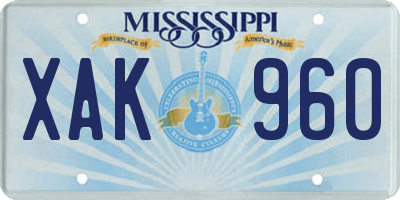 MS license plate XAK960
