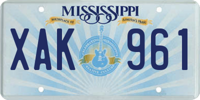 MS license plate XAK961