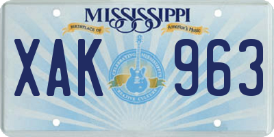 MS license plate XAK963