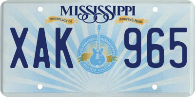 MS license plate XAK965