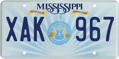 MS license plate XAK967