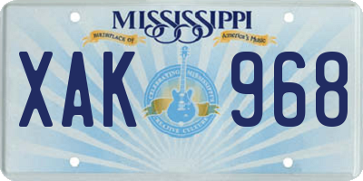 MS license plate XAK968