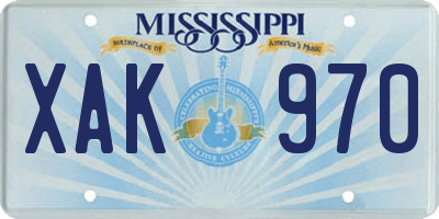 MS license plate XAK970
