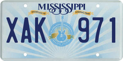 MS license plate XAK971