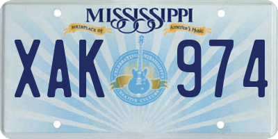 MS license plate XAK974