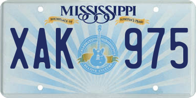 MS license plate XAK975