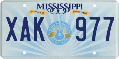 MS license plate XAK977
