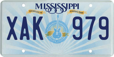 MS license plate XAK979