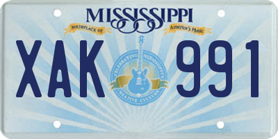 MS license plate XAK991