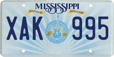 MS license plate XAK995