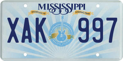 MS license plate XAK997